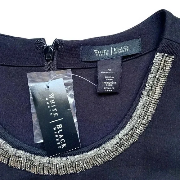 White House Black Market Peplum Ponte Sleeveless Necklace Bodice Top NWT - Picture 4 of 6